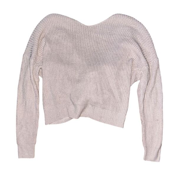 Main Strip Front Twist Lightweight Knit Tan Sweater Women's Large - Picture 4 of 6